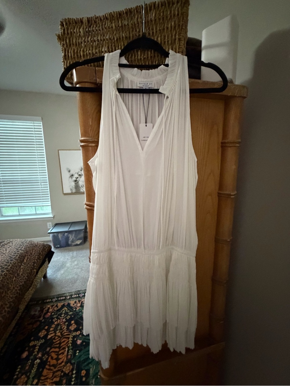 Current Air White Sleeveless V-Neck Tiered Dress